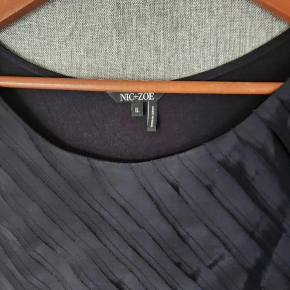 NWOT Nic & Zoe Fiesta Top Women's Size XL Black Short Flutter Sleeve Pullover - Picture 6 of 10